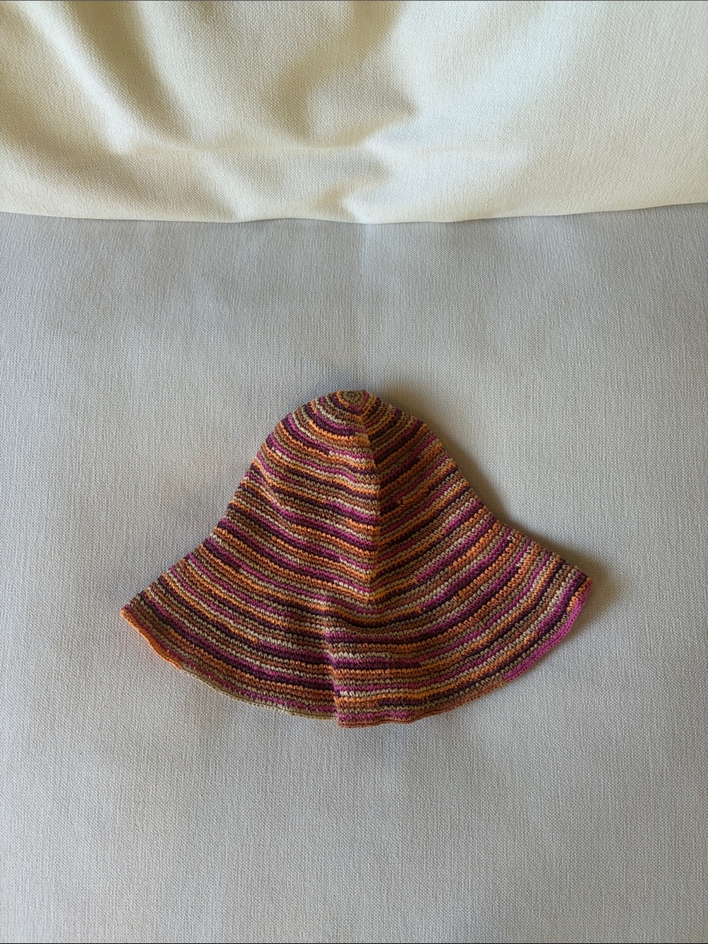 Zara Striped Knit Bucket Hat - Pink, Orange, Yellow, Brown